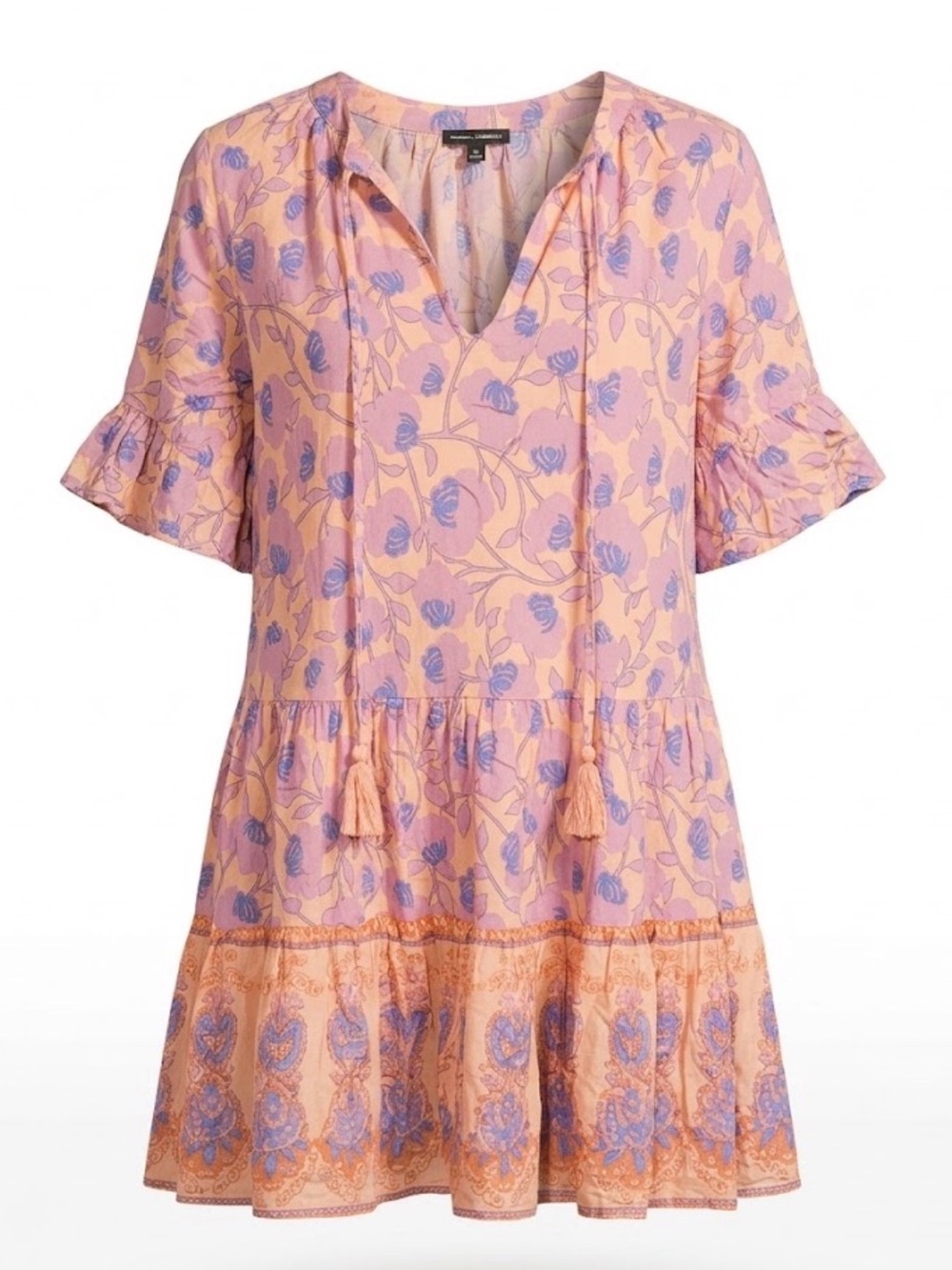 Petal & Pup Pink and Lavender Tiered Tassel Mini Dress